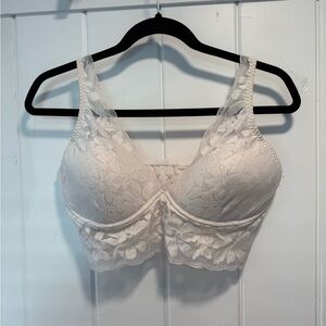 PINK Victoria's Secret Cream Lace Bra with Underwire Support